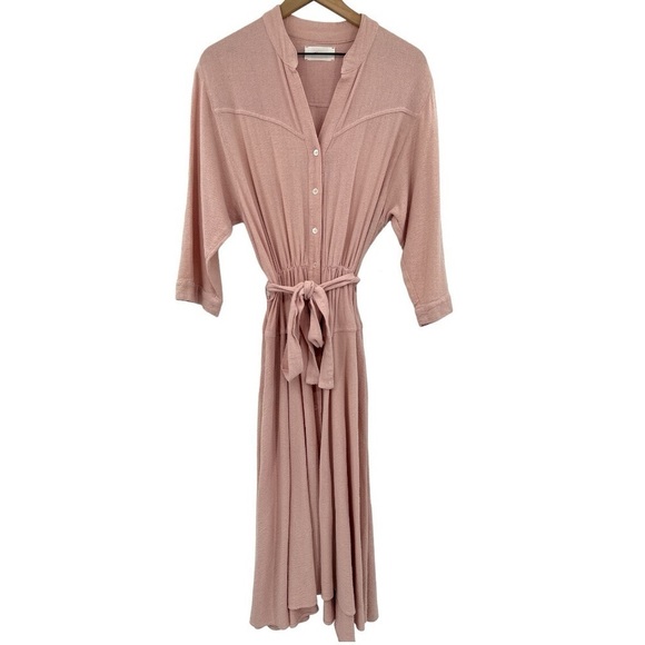 XIRENA Persephone Crepe Button Front Midi Dress - Rosefinch Pink - Small - NWT - Picture 2 of 9